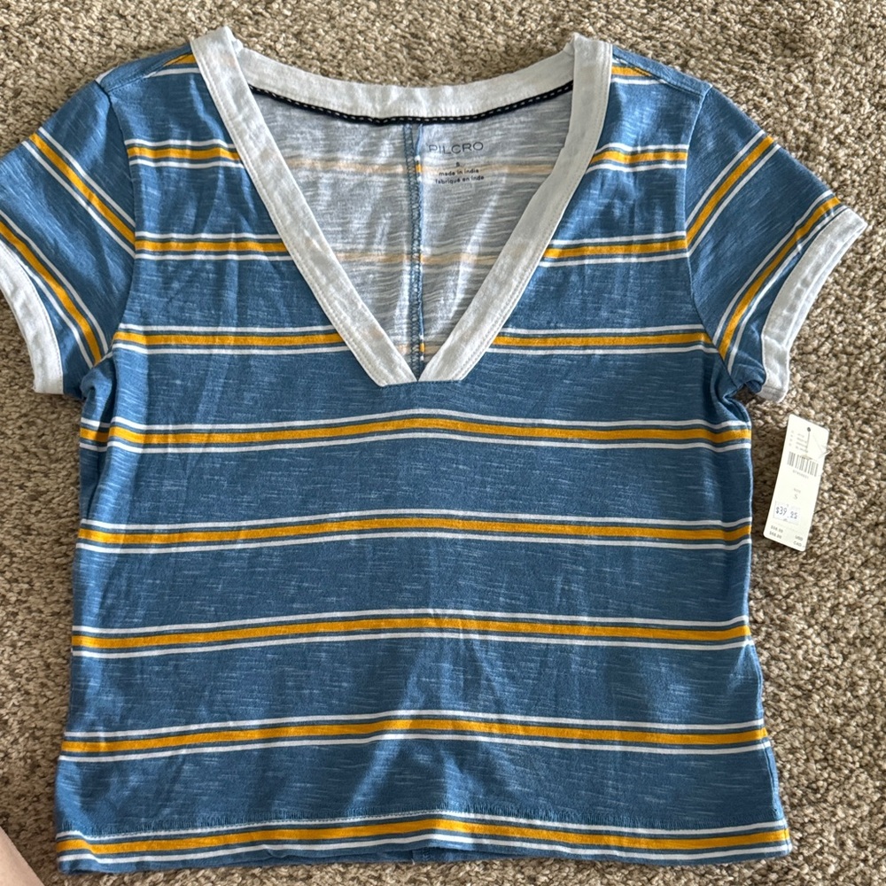 Pilcro Blue and Yellow Knit Top